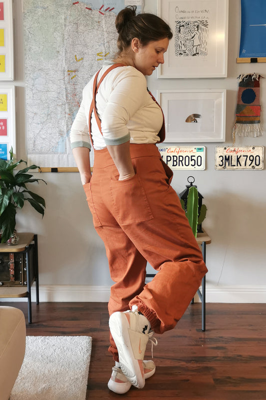 Women’s Cotton Overalls in Orange Tan