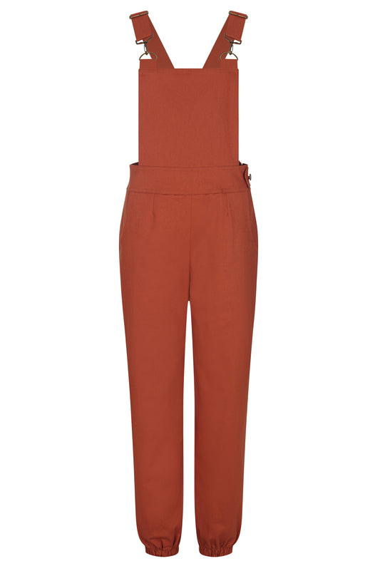 Women’s Cotton Overalls in Orange Tan