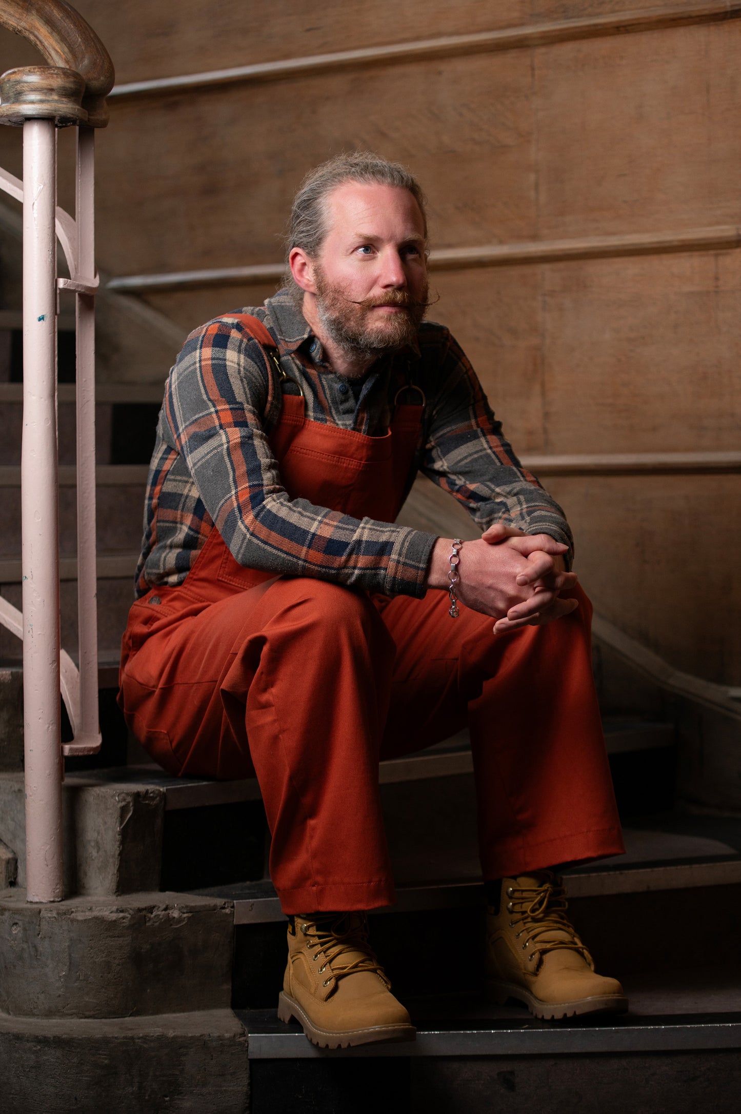 Batch. No.2 Men's Cotton Overalls in Orange Tan