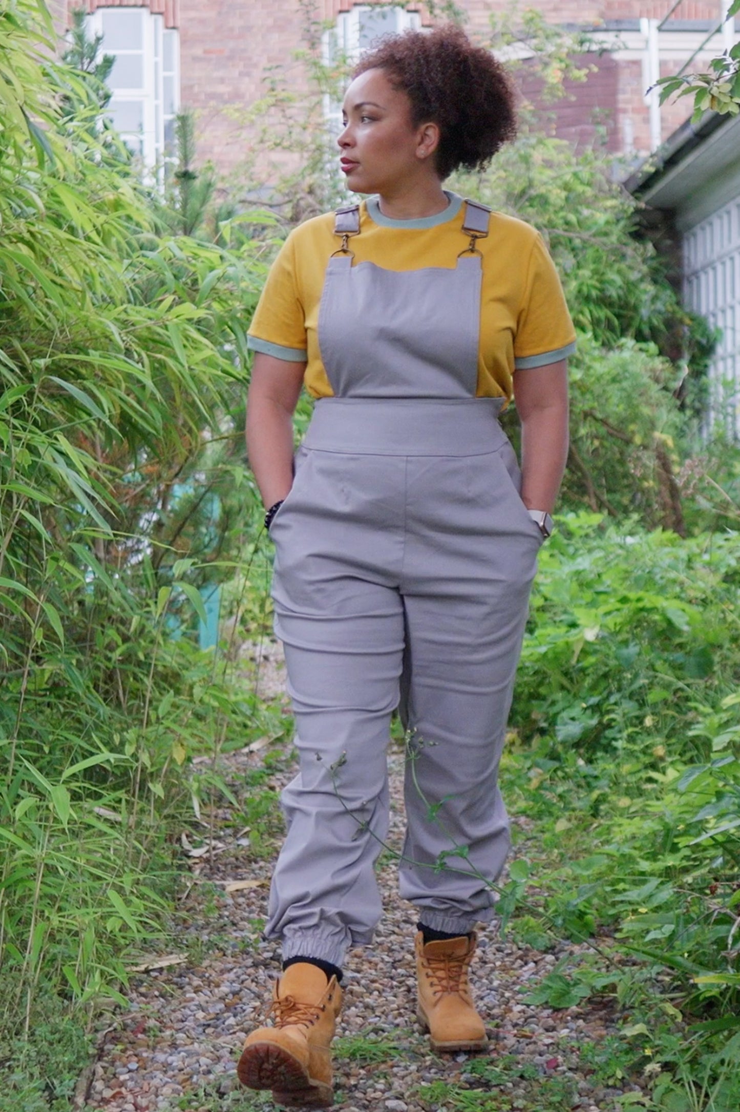 Women’s Cotton Overalls in Silver Grey