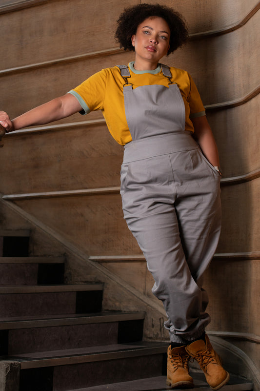 Women’s Cotton Overalls in Silver Grey