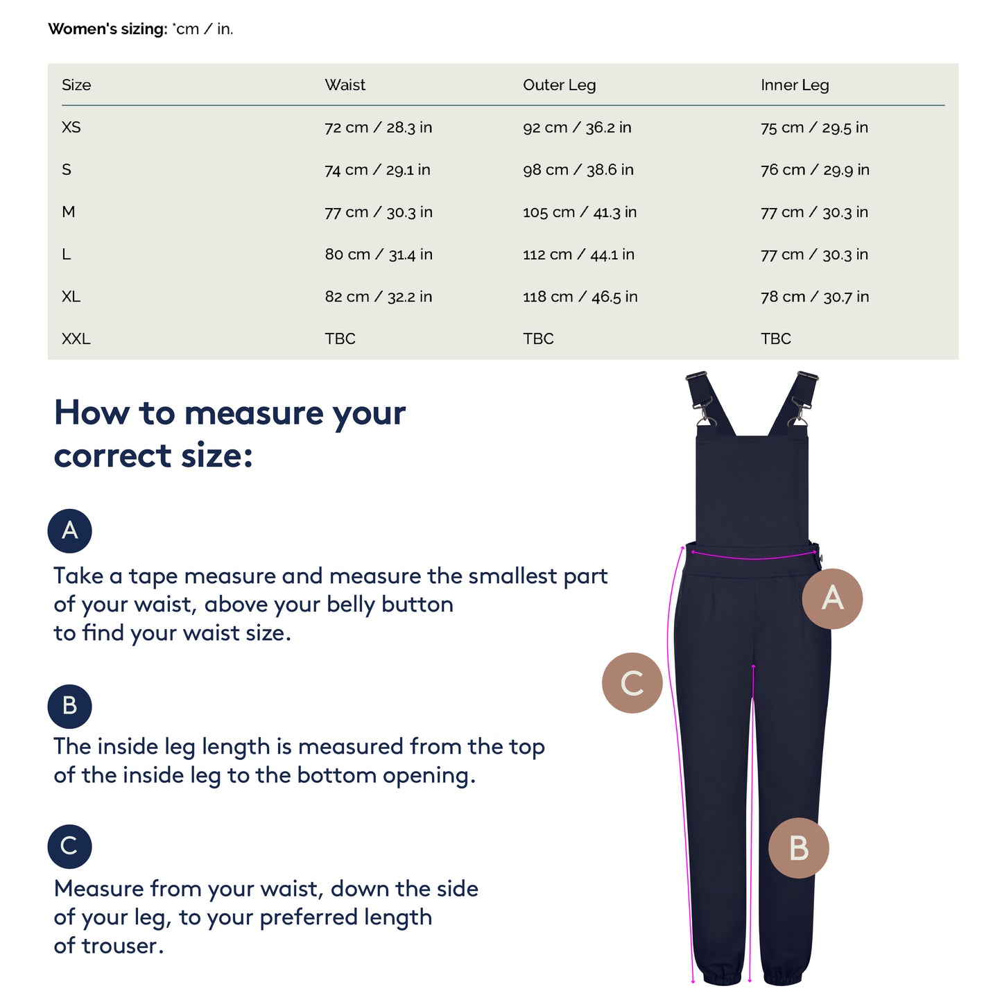 Women’s Cotton Overalls in Navy Blue