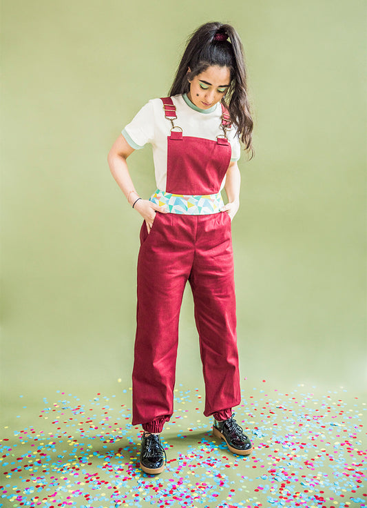 [Sample Sale] 1st Sample Women’s Cotton Overalls in Burgundy