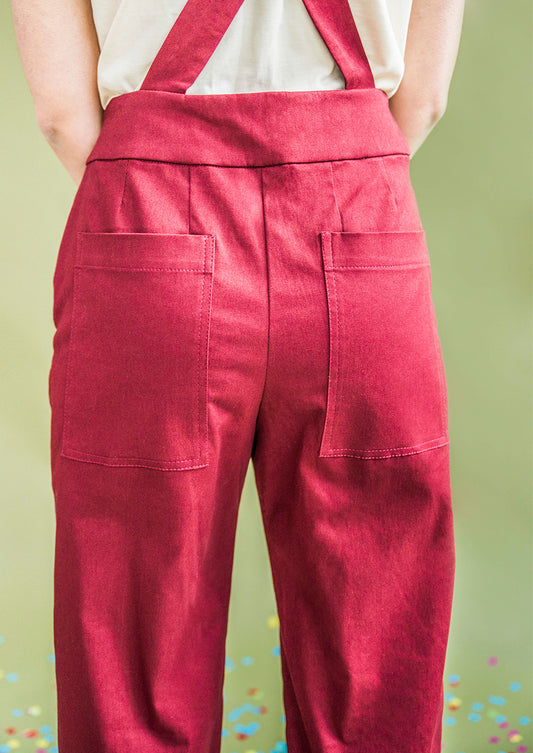 [Sample Sale] 1st Sample Women’s Cotton Overalls in Burgundy