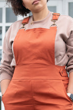 Load image into Gallery viewer, Women’s Cotton Overalls in Orange Tan
