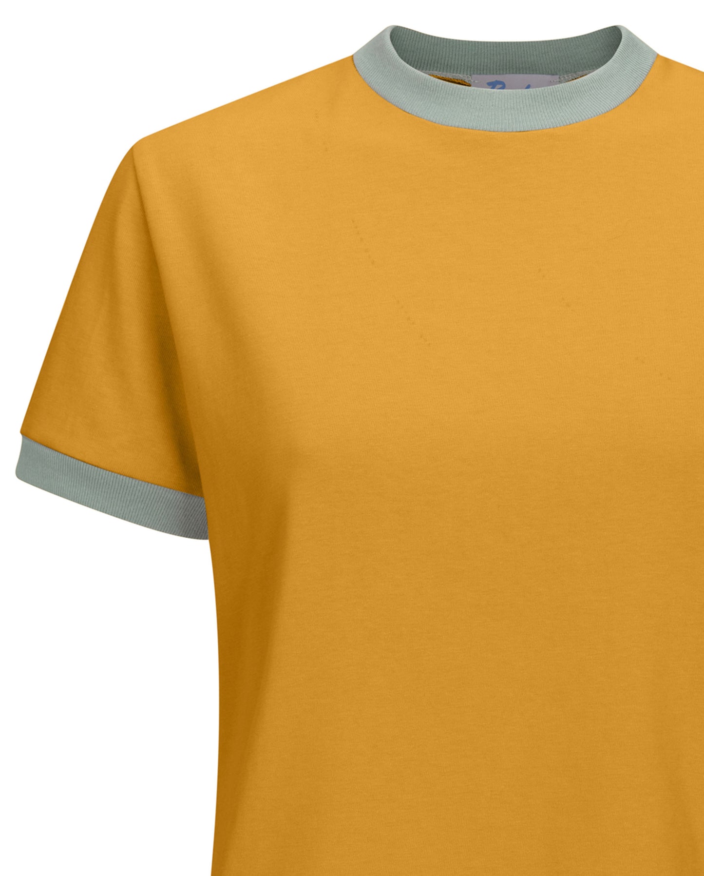 [Sample Sale] Short-sleeved cotton tee in Portuguese yellow with mint green
