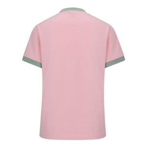 Short-sleeved cotton tee in baby pink with mint green